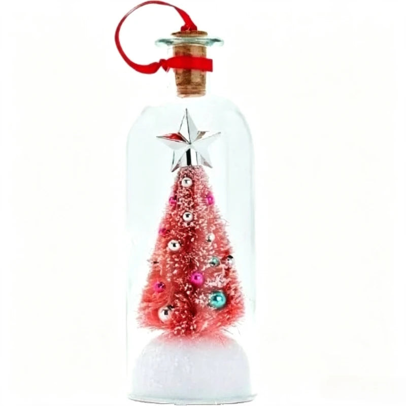2026 New Recordable Christmas Tree Message Bottle Christmas Tree Ornaments Xmas Holiday Keepsake Snowy Scene in Nostalgic Bottle