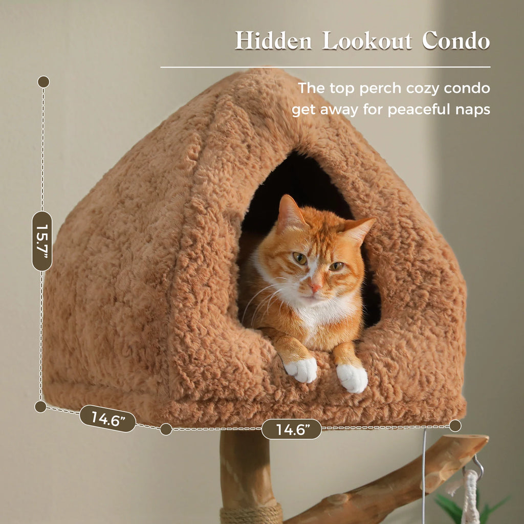 GOODNEST BOUGH | Solid Wood Cat Tree with Swing