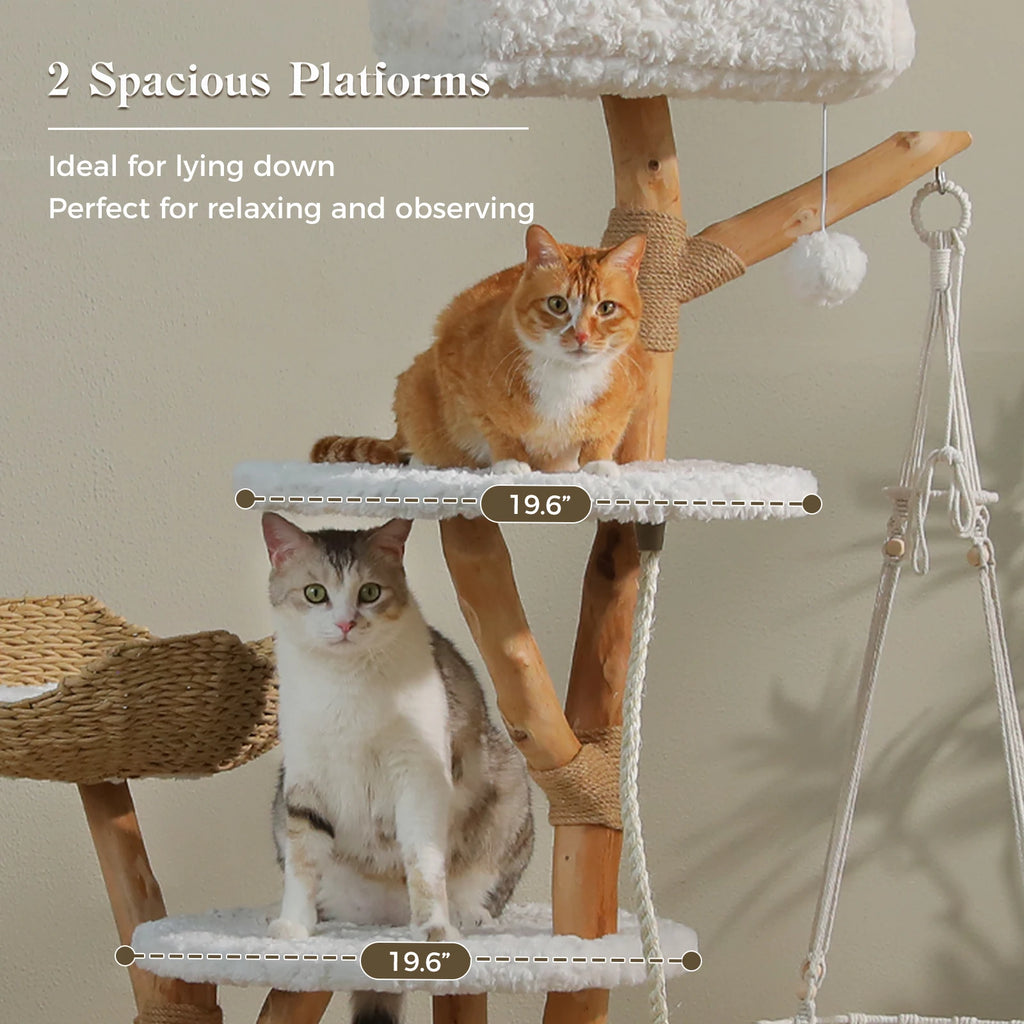 GOODNEST BOUGH | Solid Wood Cat Tree with Swing
