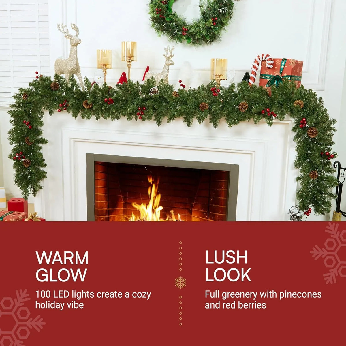 Mantel 9ft Pre-Lit Christmas Garland