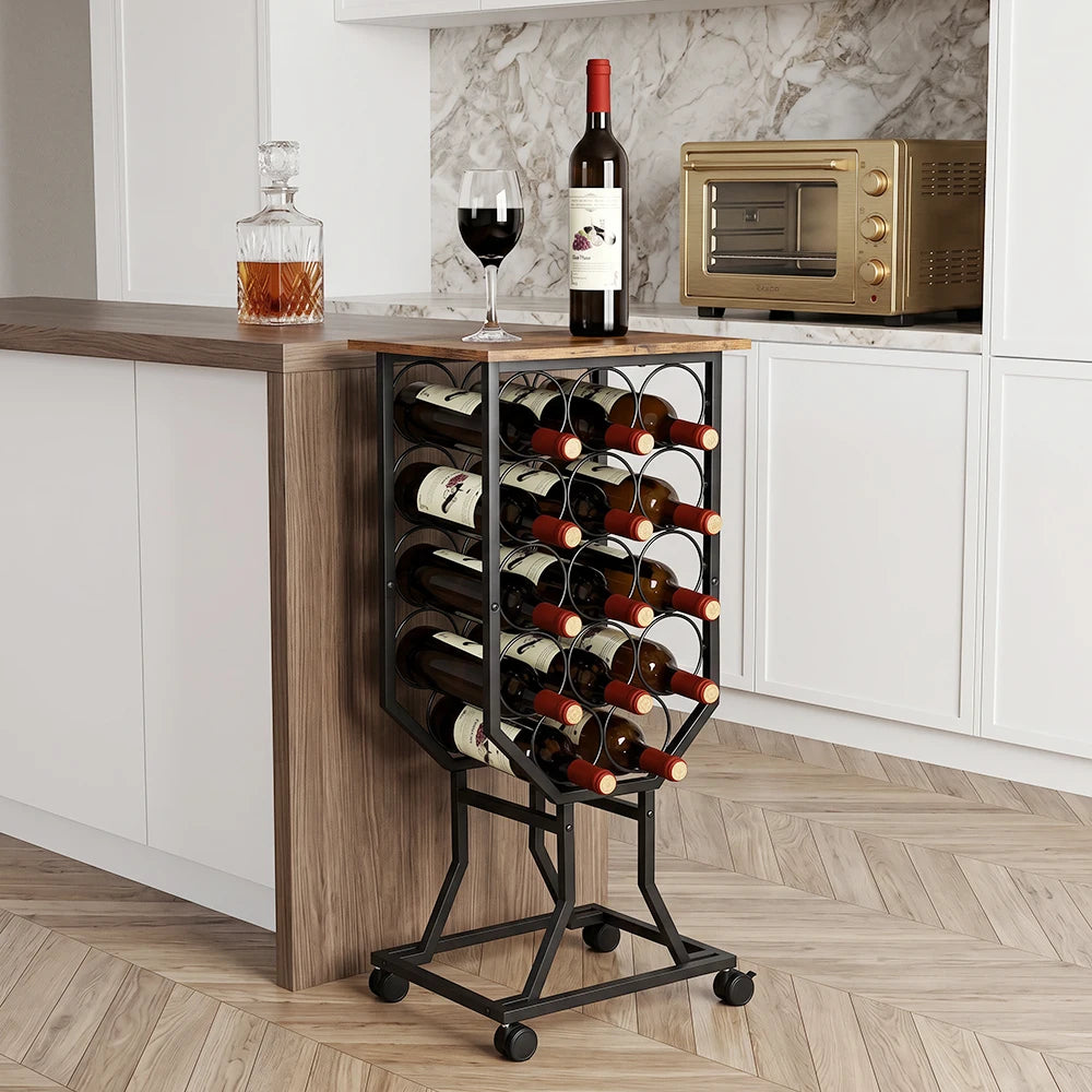 GOODNEST CARAFE | 12-Bottle Rolling Wine Rack