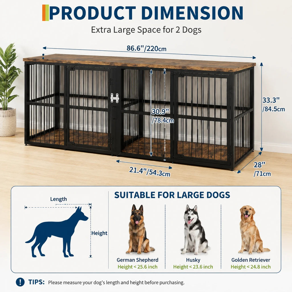 Twin 87" Double Dog Crate Console