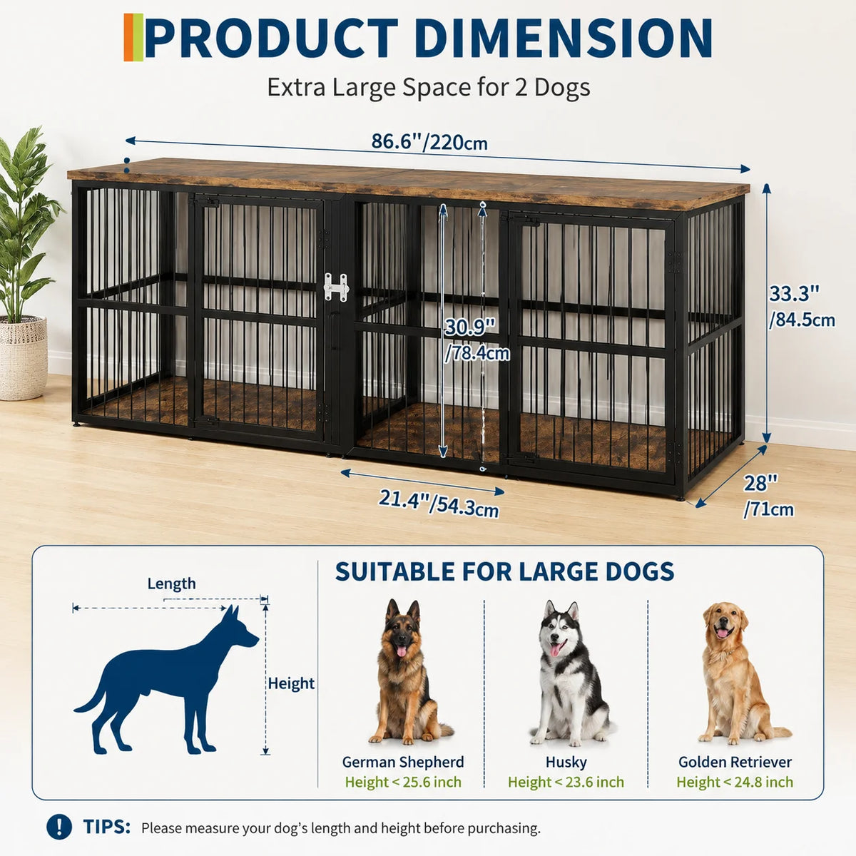 Twin 87" Double Dog Crate Console