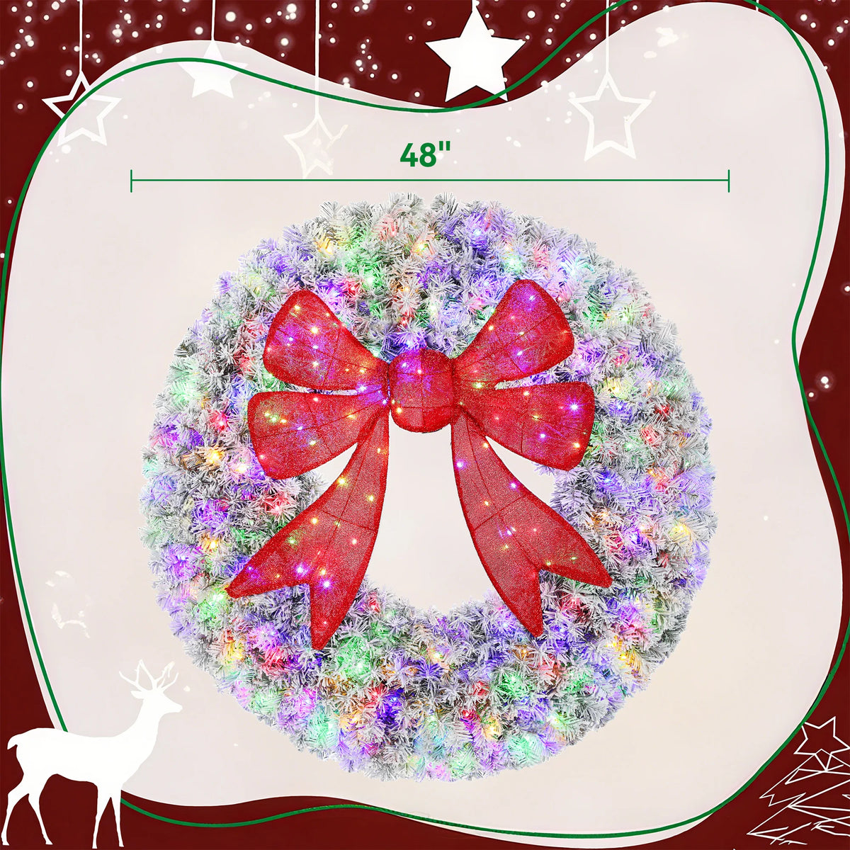 GOODNEST HOLLY | 48" Pre-Lit Flocked Wreath