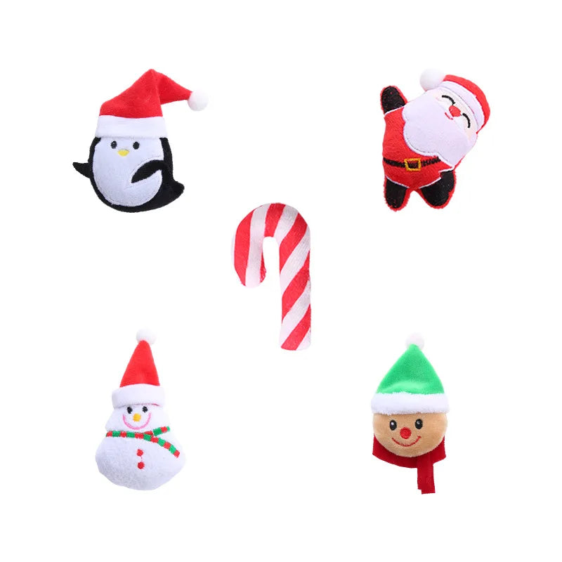 Christmas Catnip Toys Xmas Cat Toys Plush Santa Claus Snowman Tree Interactive Chew Bite Toys for Cat Kitten Indoor Festival Toy