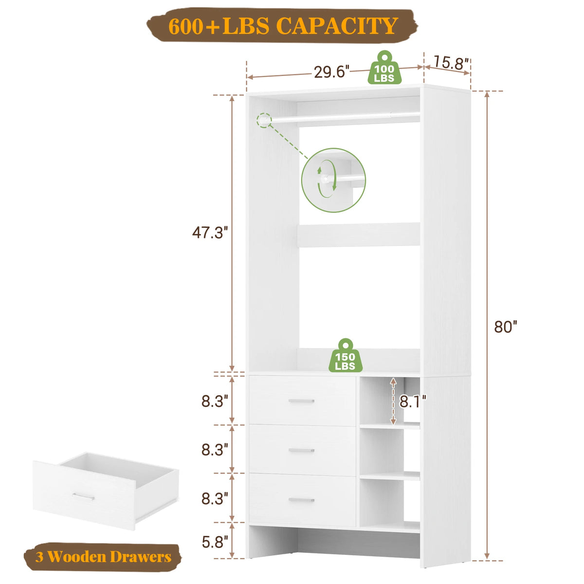 GOODNEST ALCOVE | Compact Closet System with Drawers