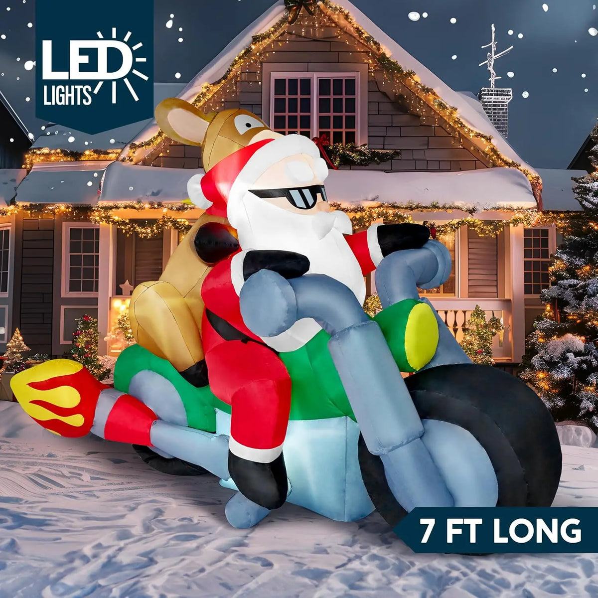 Rider 7ft Inflatable Santa on Motorcycle