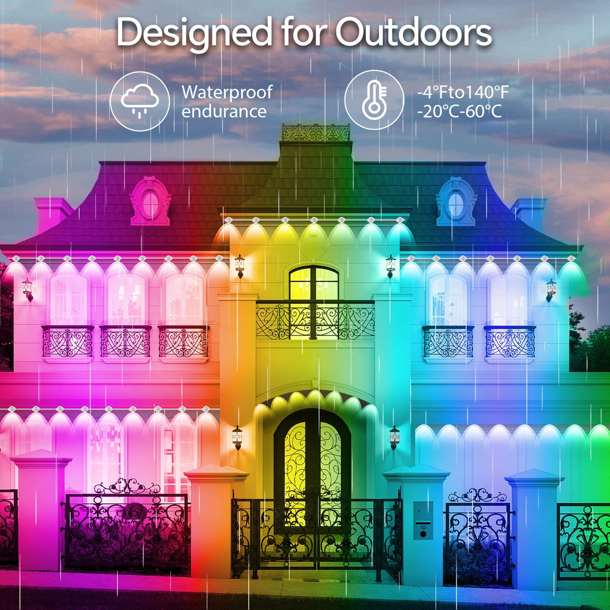 Gable 200ft Permanent RGB Eave Lights