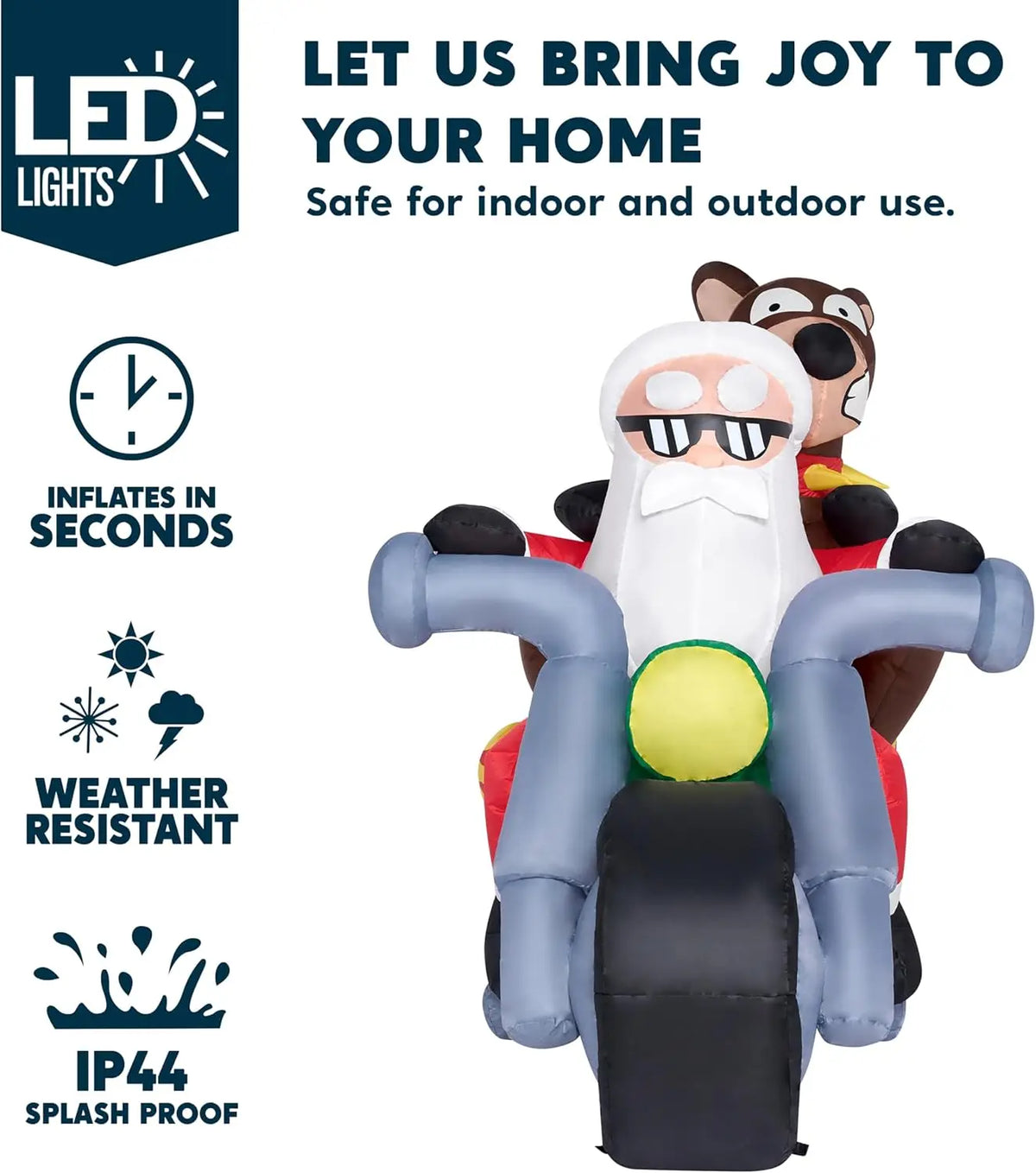 Rider 7ft Inflatable Santa on Motorcycle