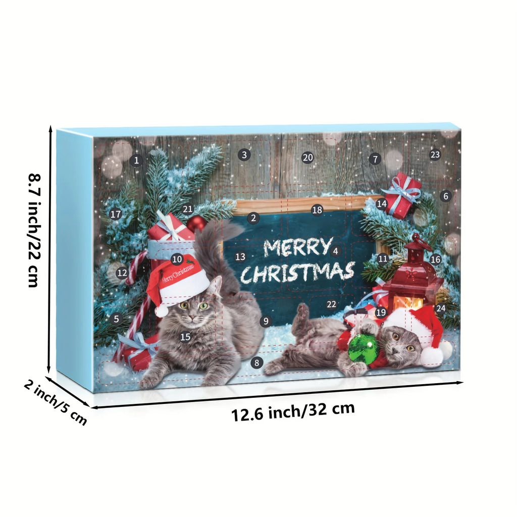 Cat Advent Calendar 2026, Christmas Cat Toy Set with Rope Toys, Balls, Bowtie Collars & Bandanas, 24 Pcs Christmas Countdown Cal