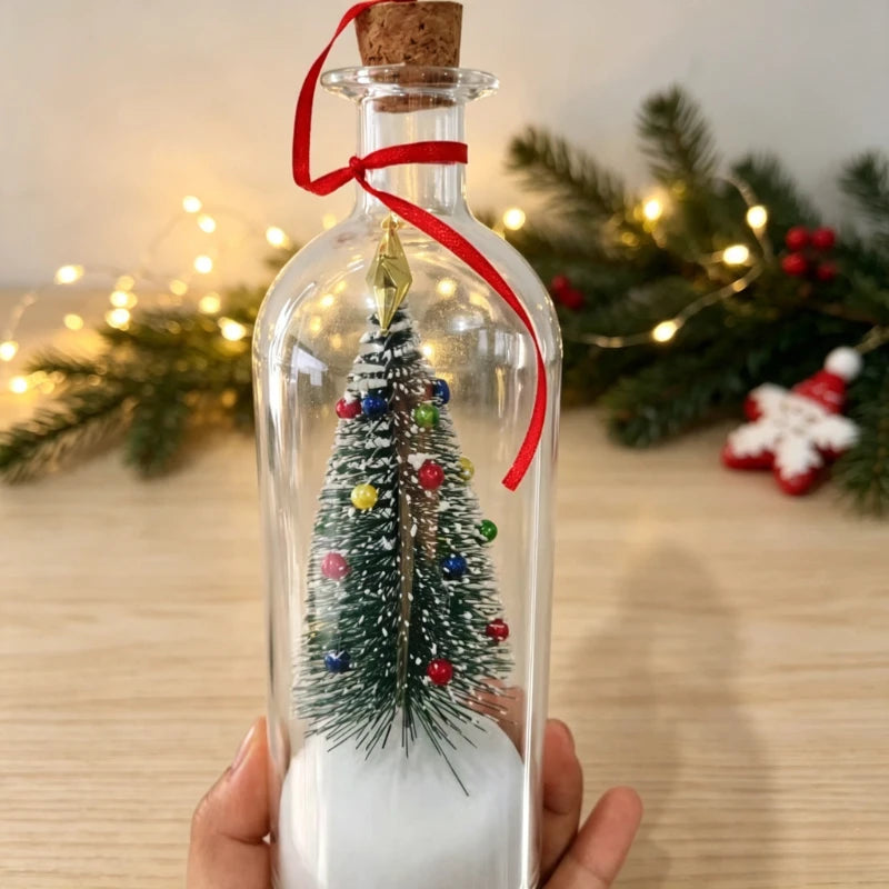 2026 New Recordable Christmas Tree Message Bottle Christmas Tree Ornaments Xmas Holiday Keepsake Snowy Scene in Nostalgic Bottle