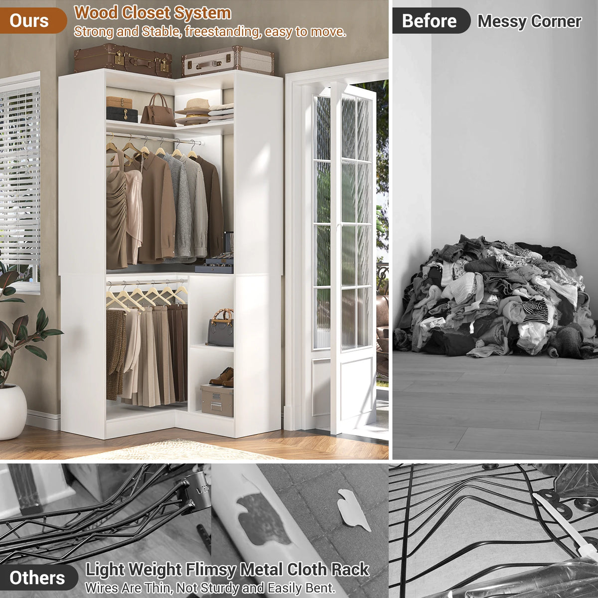 Angle L-Shaped Corner Closet System