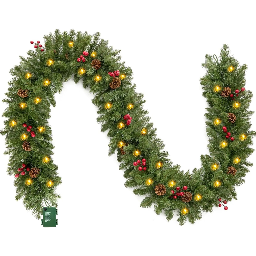 Mantel 9ft Pre-Lit Christmas Garland