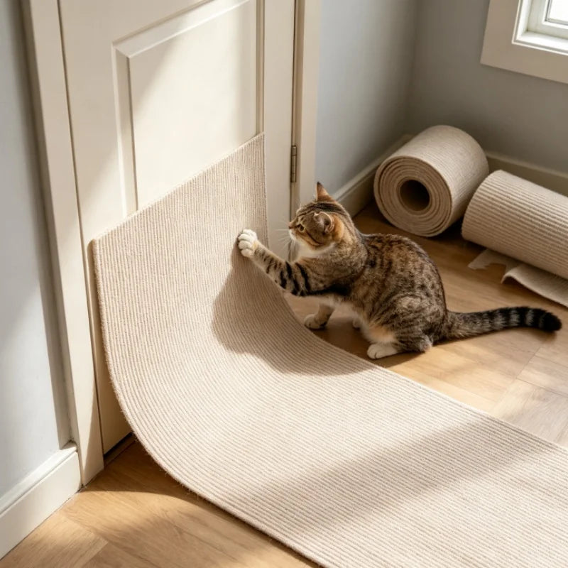 Self-Adhesive Cat Scratching Mat Trimmable Sofa Protector with Removable Carpet - Anti-Scratch Board & Play Pad for Cats