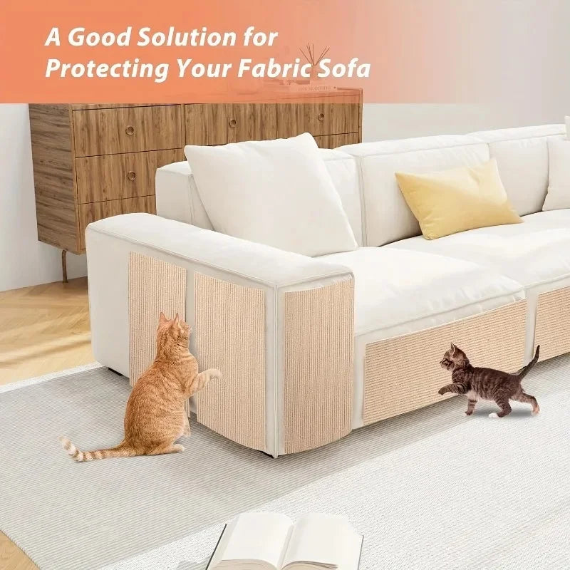 Self-Adhesive Cat Scratching Mat Trimmable Sofa Protector with Removable Carpet - Anti-Scratch Board & Play Pad for Cats