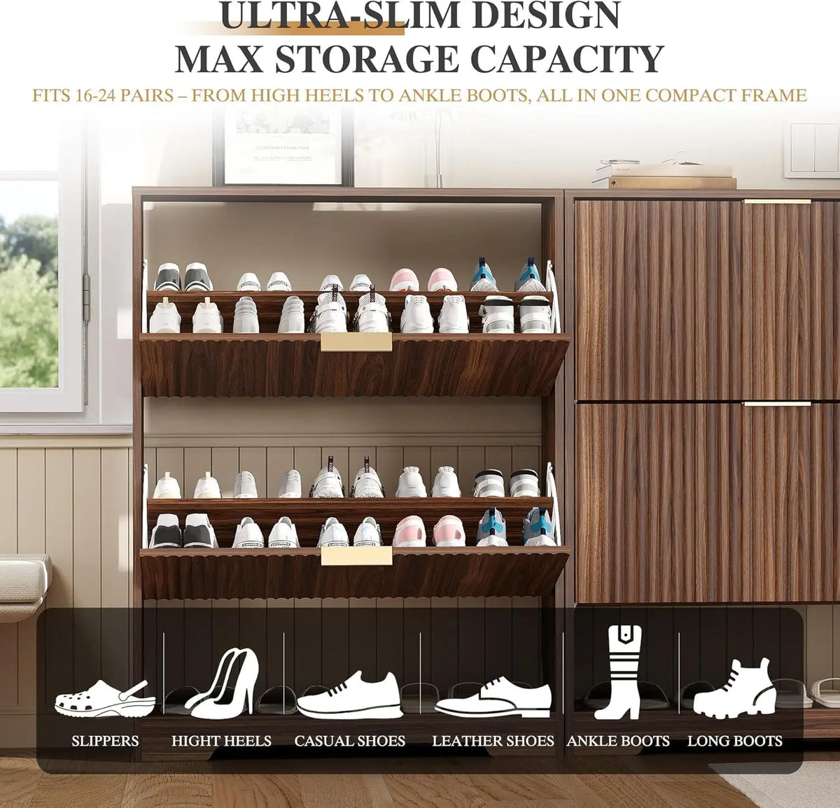 GOODNEST FLUTE | Fluted Flip-Drawer Shoe Cabinet
