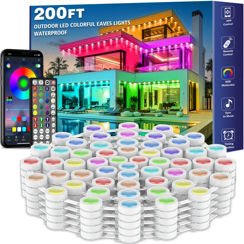 Gable 200ft Permanent RGB Eave Lights - GoodNest