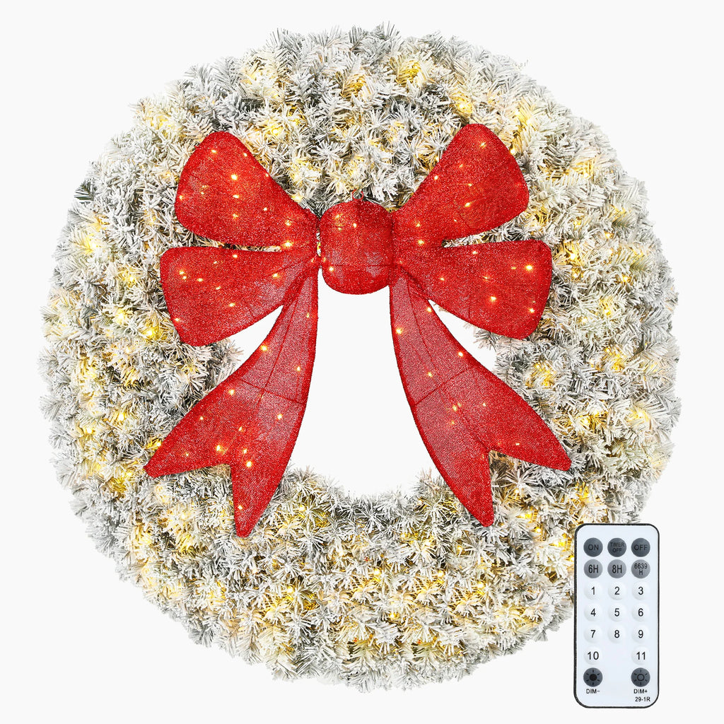 GOODNEST HOLLY | 48" Pre-Lit Flocked Wreath