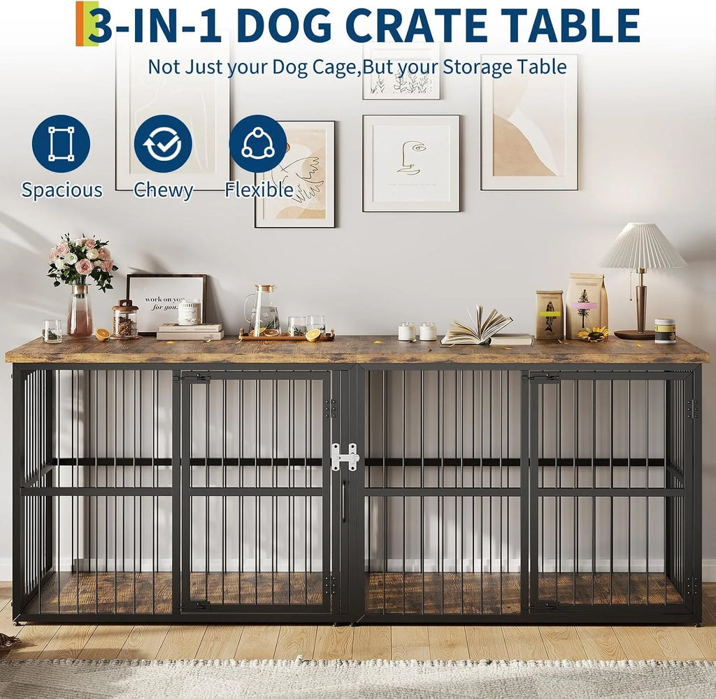 Twin 87" Double Dog Crate Console