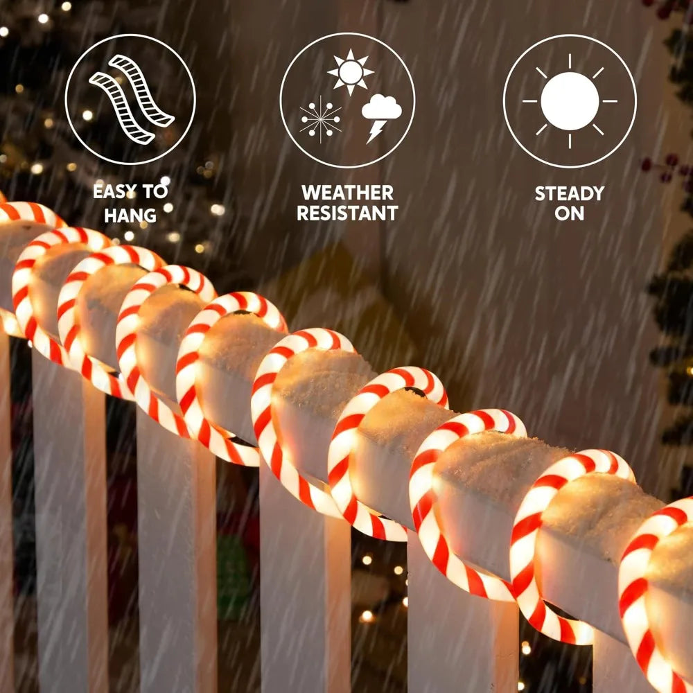 Ribbon 40ft LED Candy Cane Rope Lights