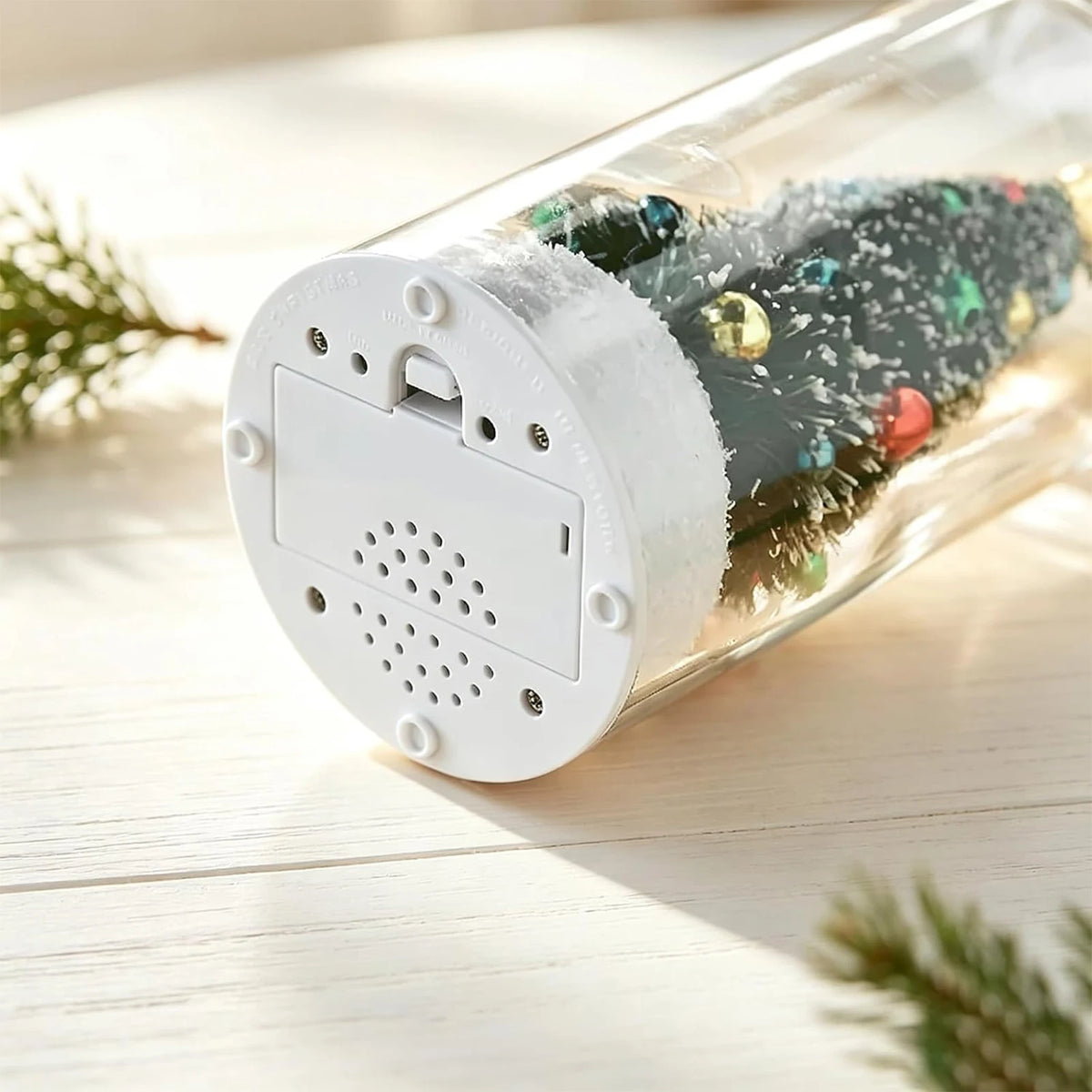 Christmas Tree Message Bottle Ornament Voice Record Snow Scene Resin Holiday Shelf Decor