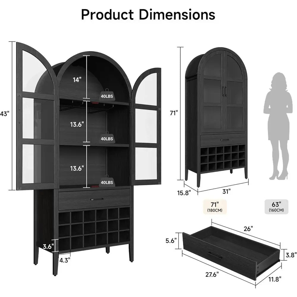 GOODNEST ARCH | 71" Arched Wine Bar Cabinet