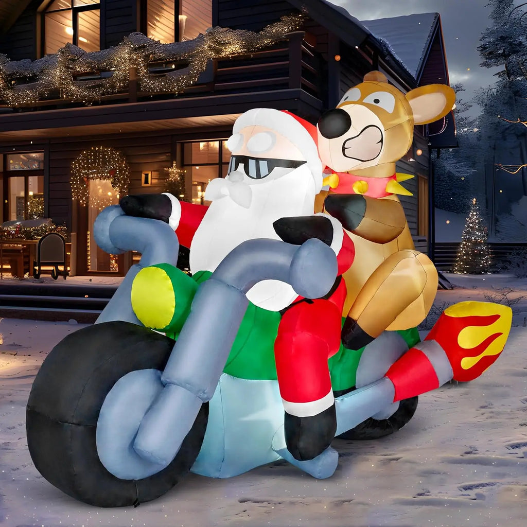 Rider 7ft Inflatable Santa on Motorcycle - GoodNest