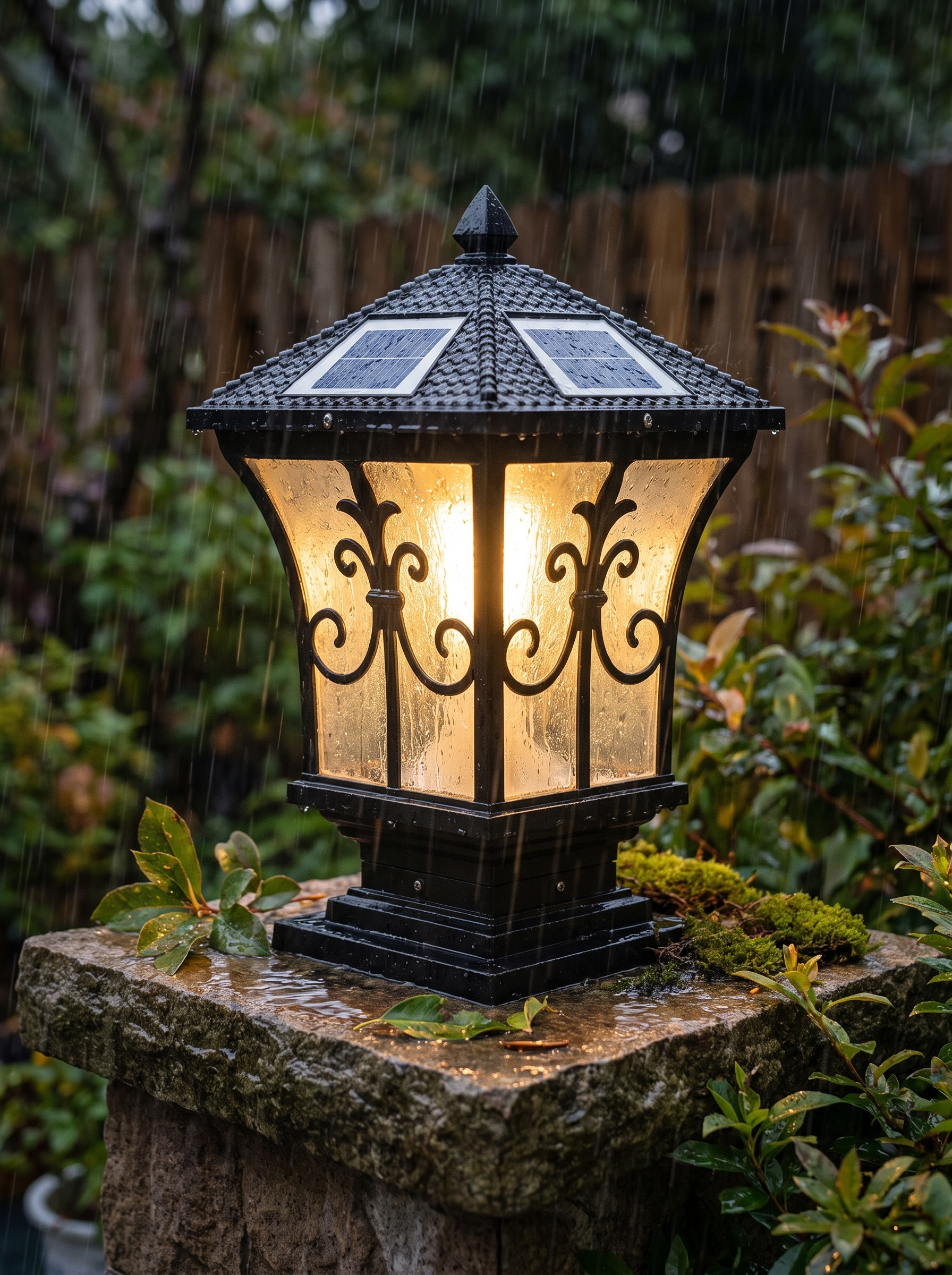 GOODNEST ORBIT solar pillar post light outdoors in weather