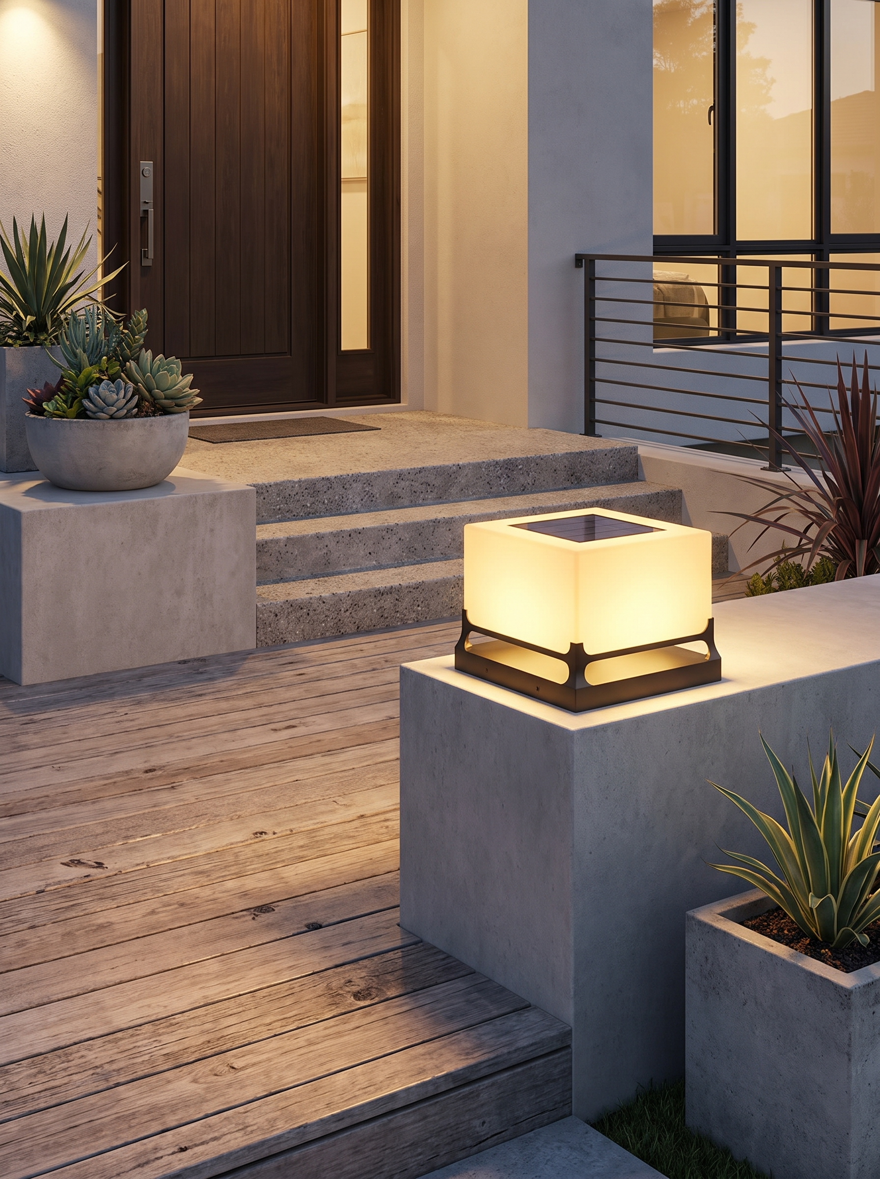 GOODNEST PIER solar post light on a modern house entrance
