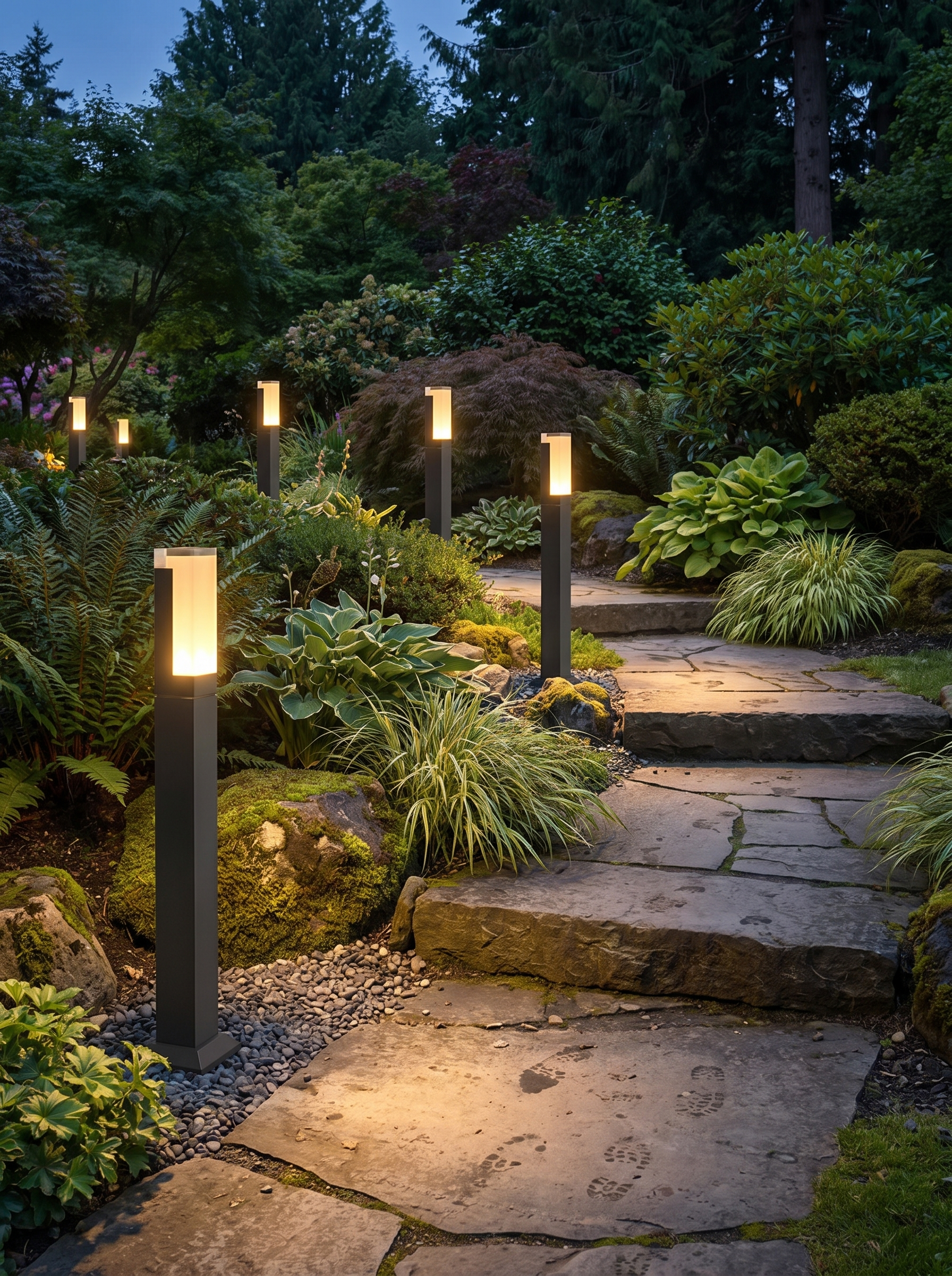 GOODNEST COLUMN bollard casting low light across a path