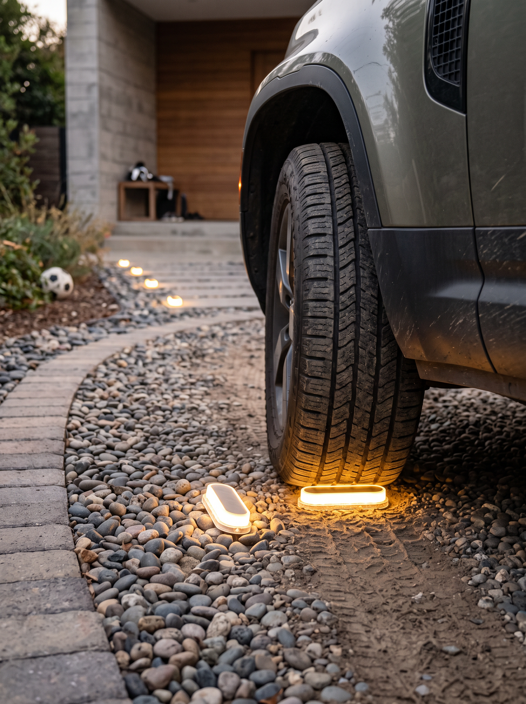 GOODNEST STEP flush mounted light set into a driveway surface