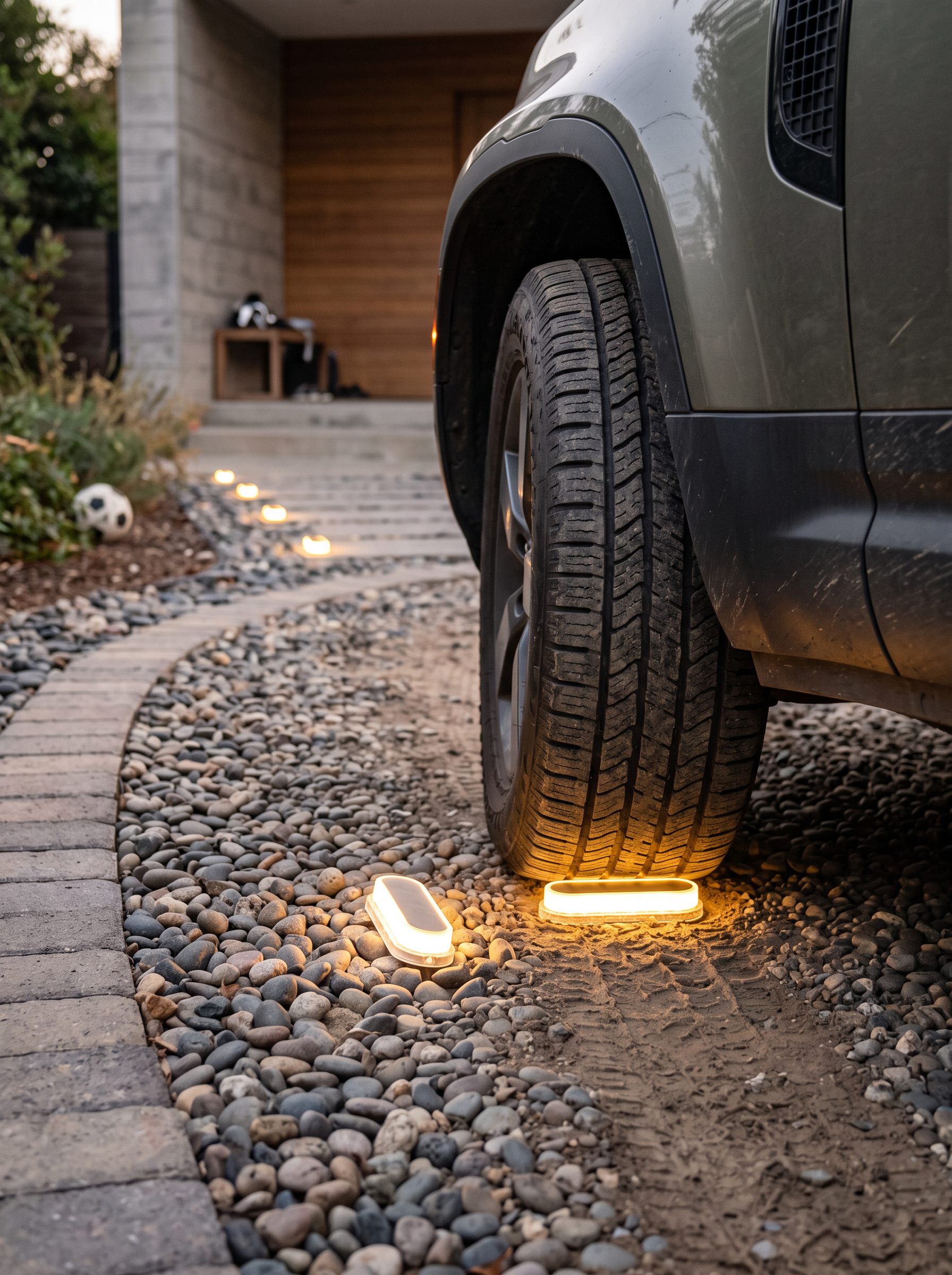 GOODNEST STEP flush mounted light set into a driveway surface