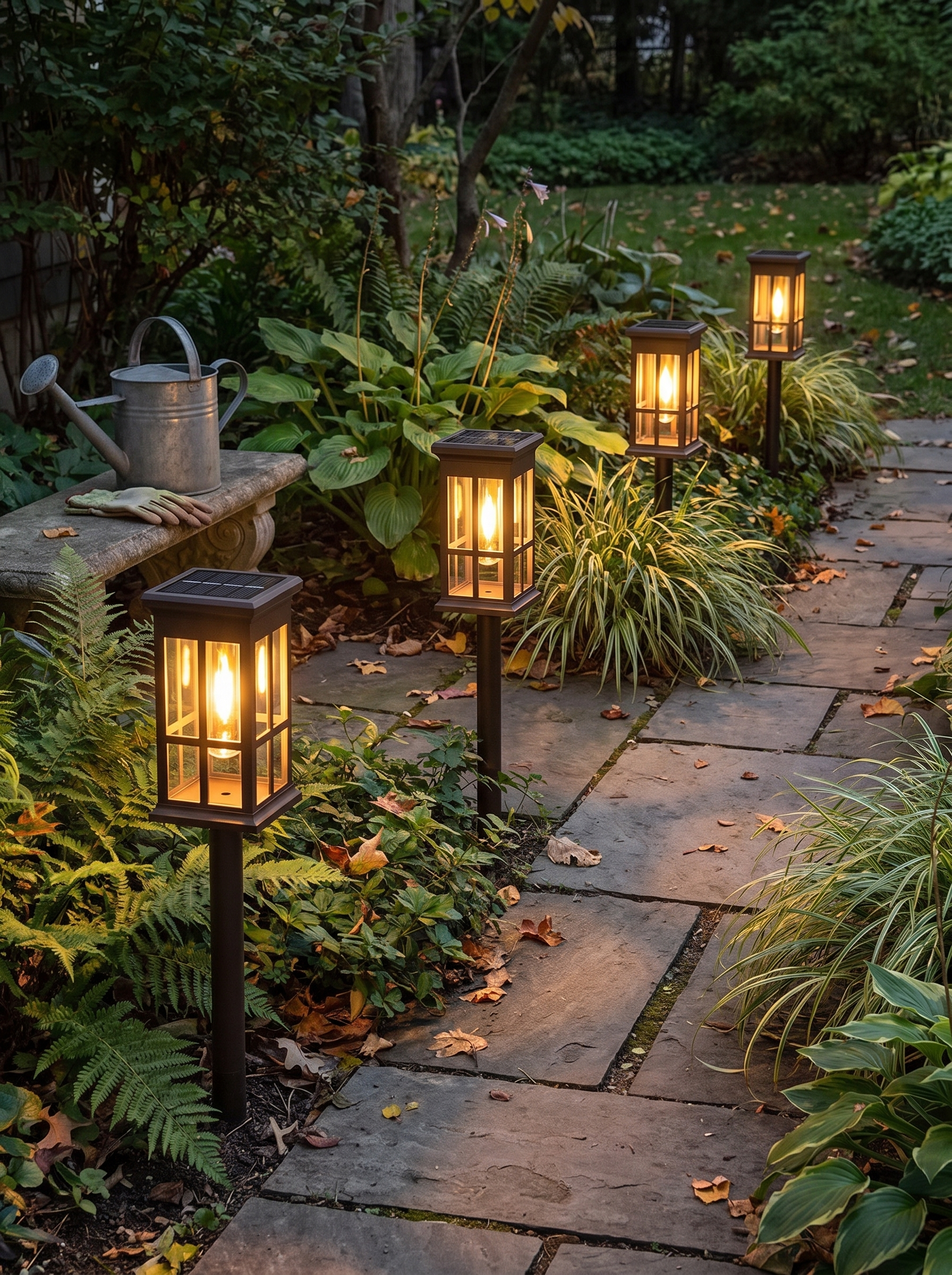 GOODNEST TRAIL path lights switching on automatically at dusk