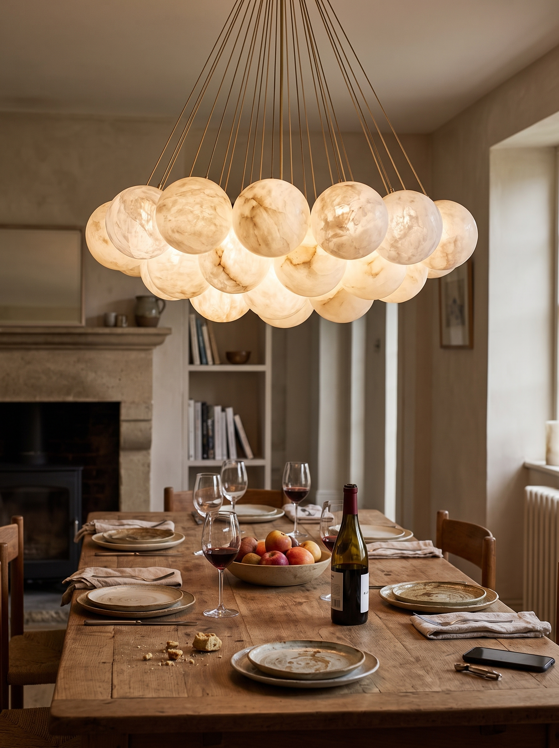 GOODNEST AURORA alabaster globes showing individual stone veining