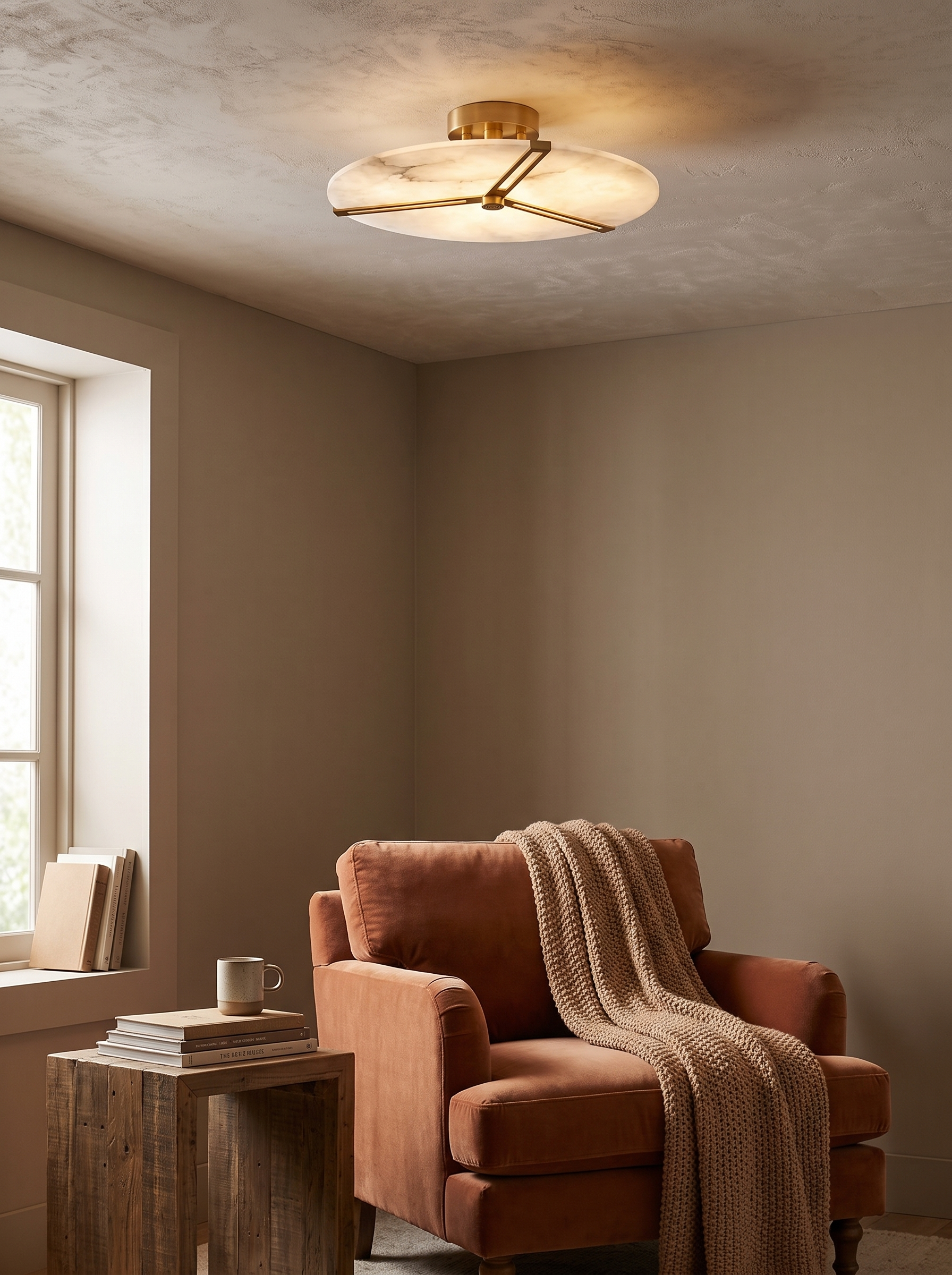 GOODNEST NIMBUS alabaster ceiling light lighting a hallway
