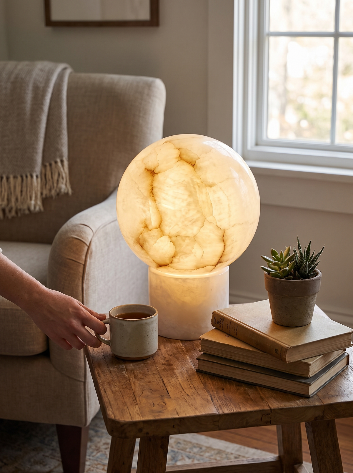GOODNEST PEARL lamp sitting quietly beside everyday objects