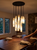 GOODNEST CUMULUS cylindrical alabaster shades at staggered heights