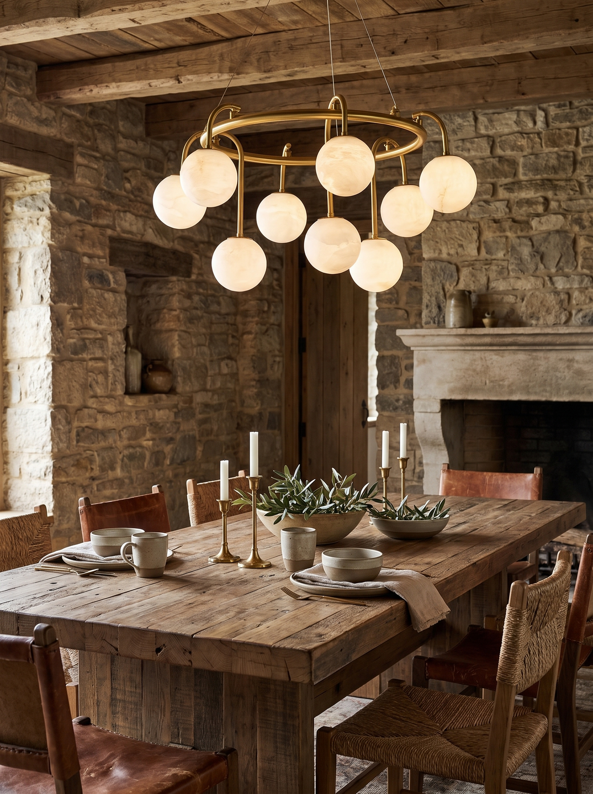 GOODNEST ATRIUM alabaster shades on a brass toned frame