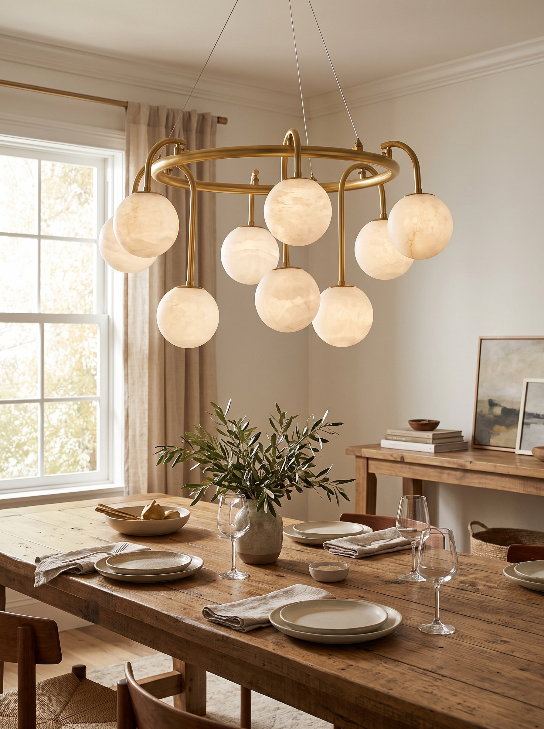 GOODNEST ATRIUM globes evenly spaced around a brass ring