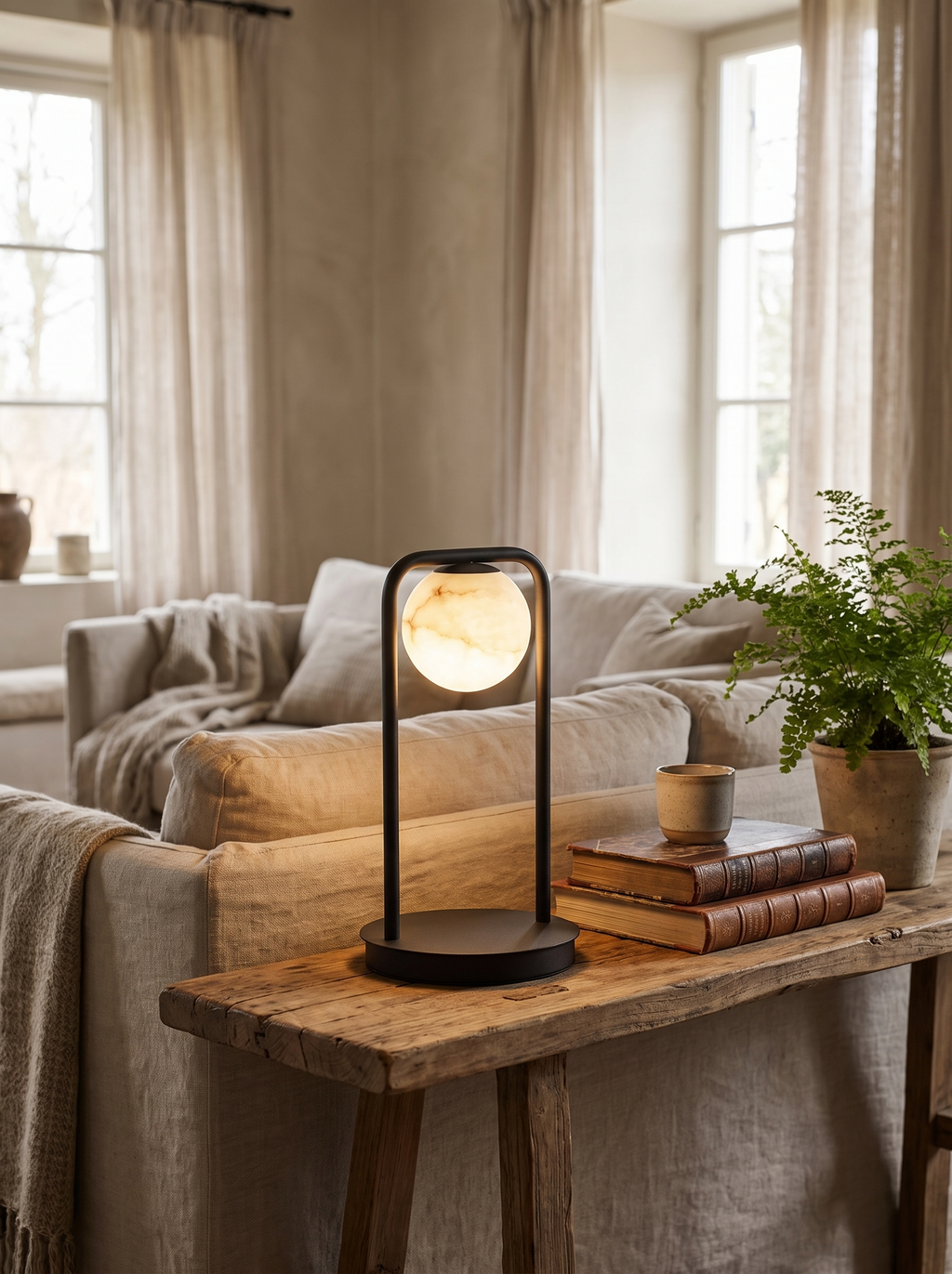 GOODNEST SOLACE table lamp on a hallway console