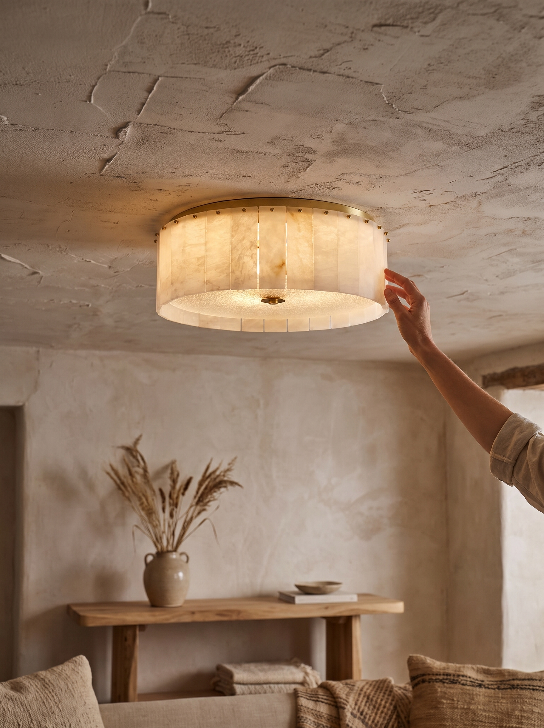 GOODNEST MIST uneven organic surface of natural stone lit from within