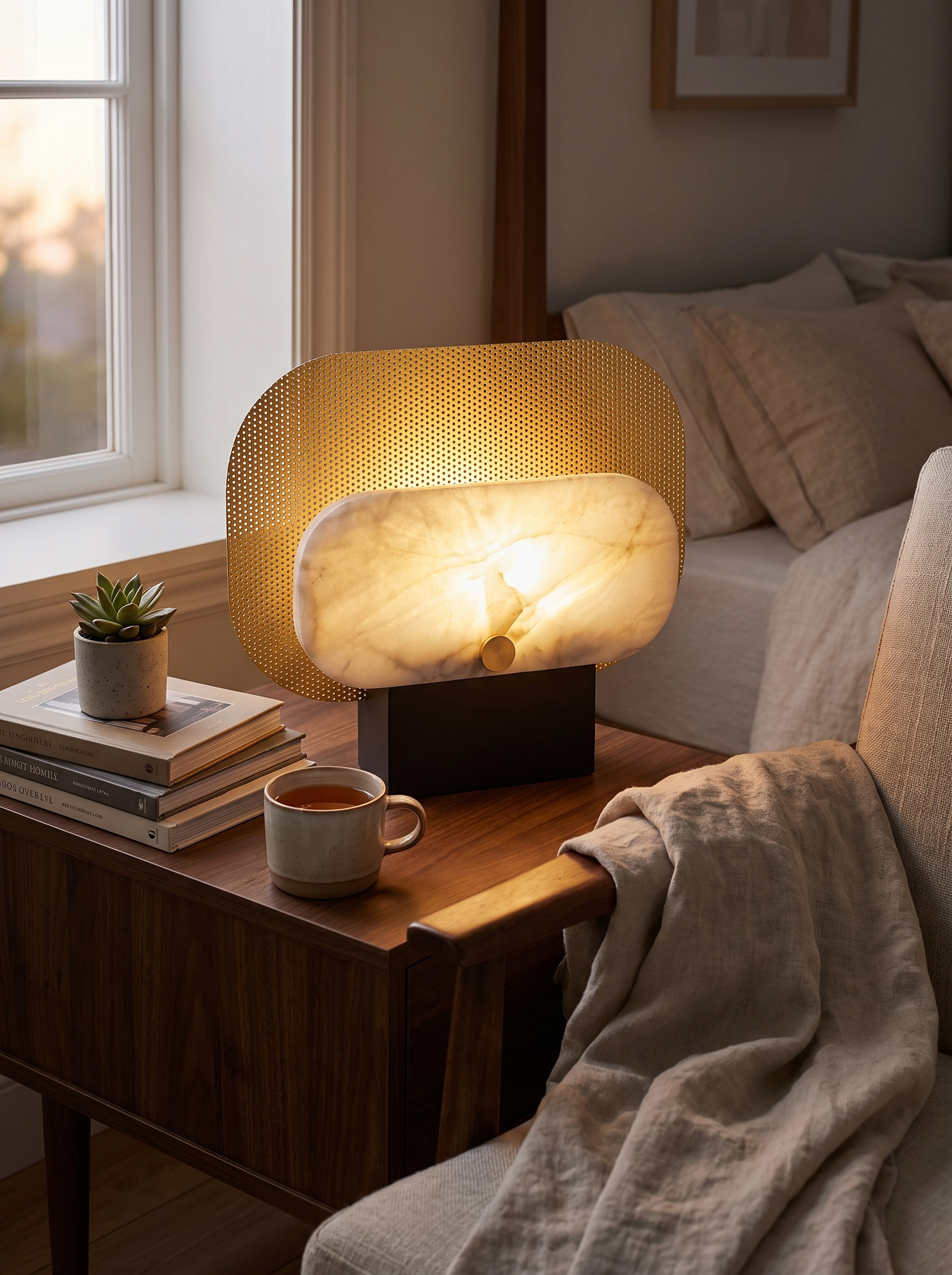 GOODNEST SEAM golden panel on its solid black base