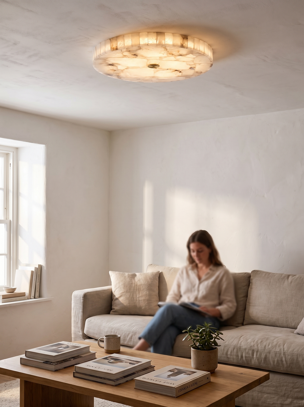 IVORY alabaster ceiling light mosaic surface