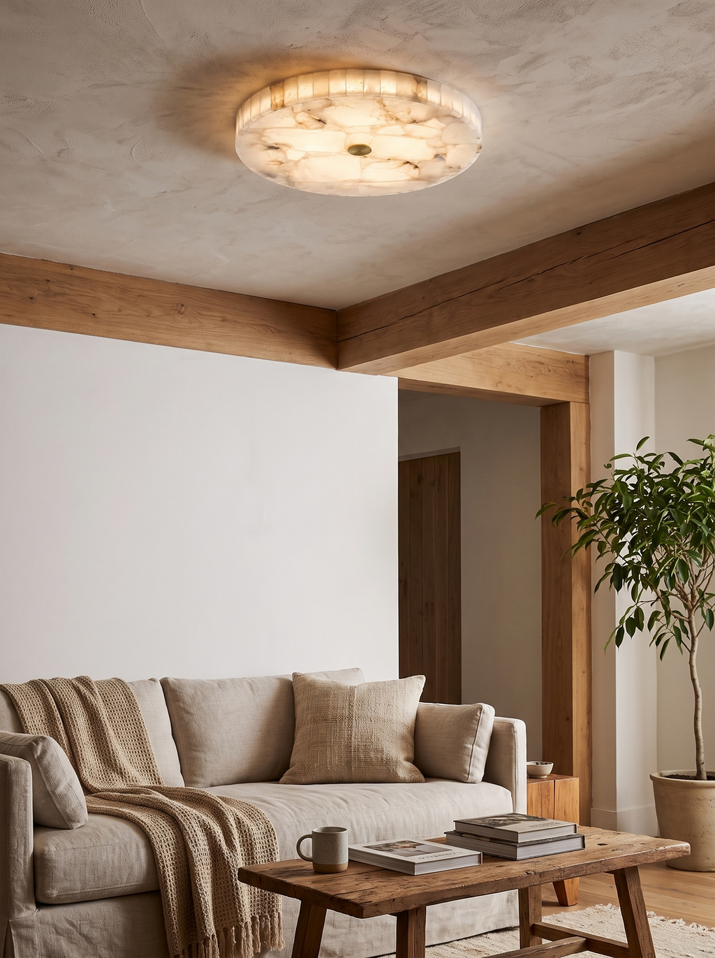 IVORY low profile ceiling light in a bedroom