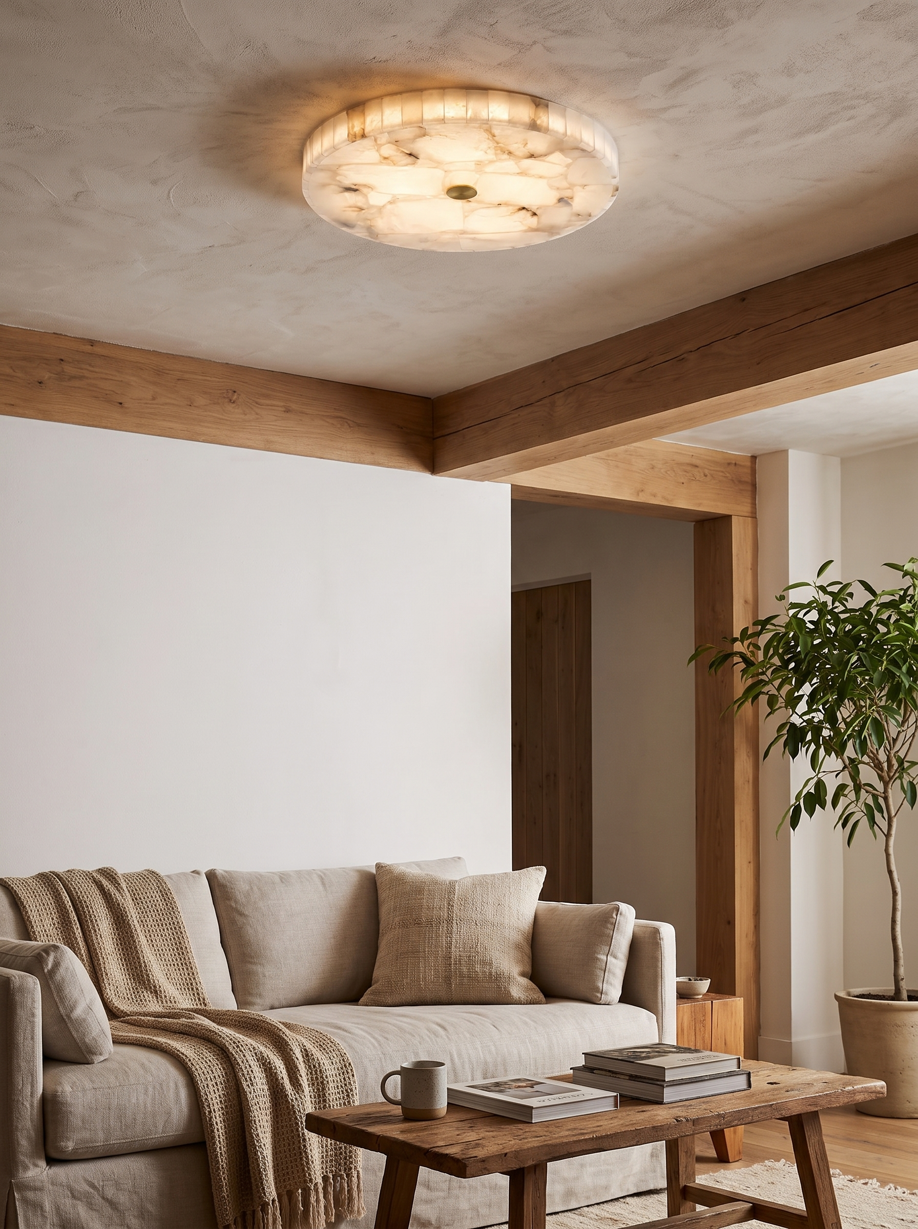 IVORY low profile ceiling light in a bedroom