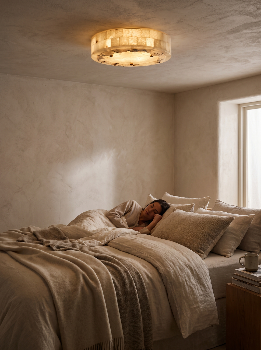 GESSO alabaster ceiling light layered underside