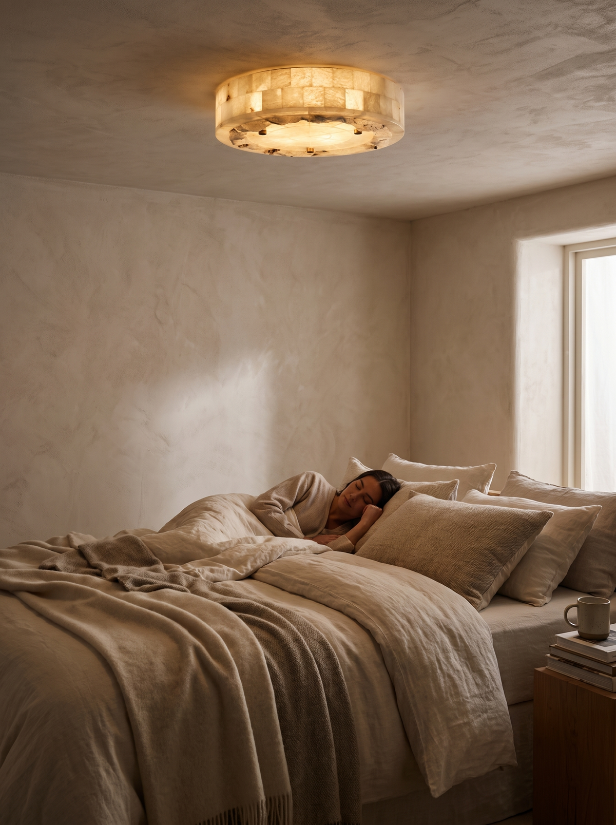 GESSO alabaster ceiling light layered underside