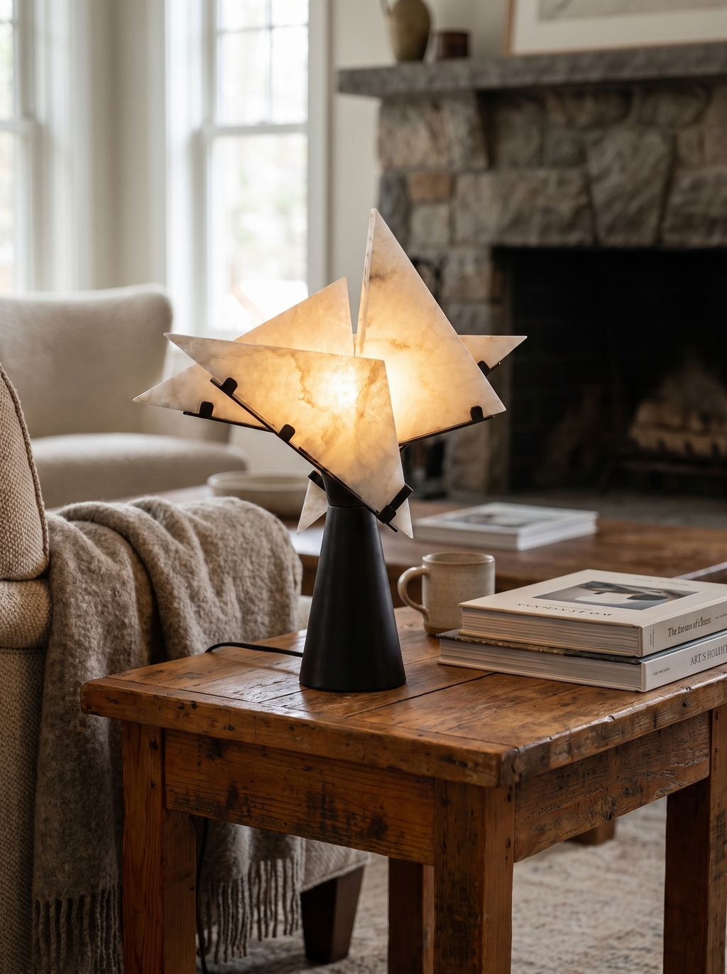 SIENNA alabaster table lamp fanned panels
