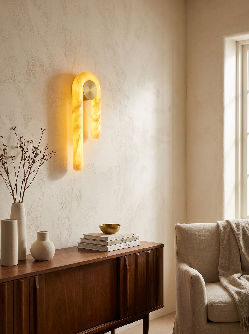 PORTAL alabaster arch wall light asymmetric shape