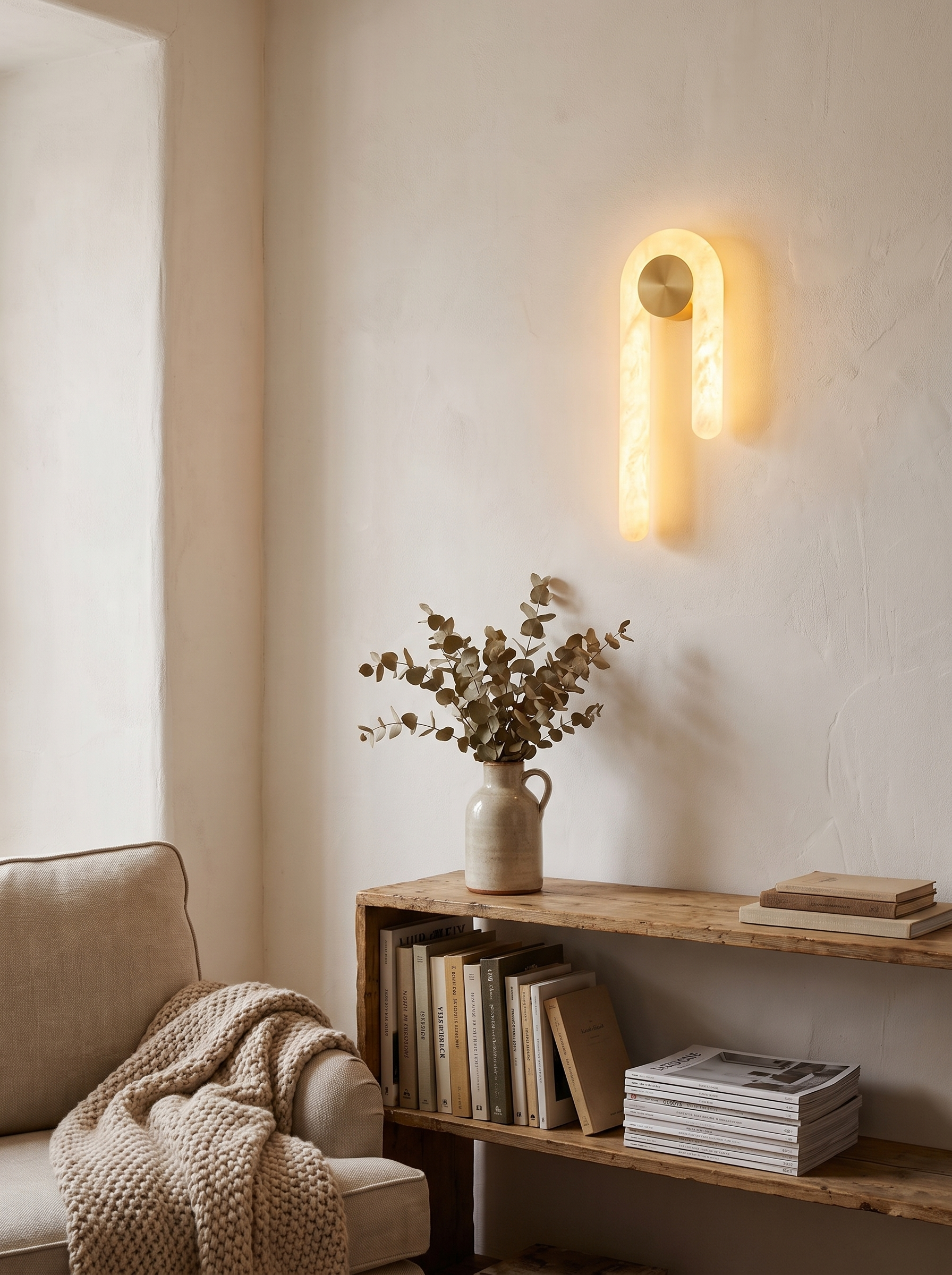 PORTAL alabaster arch wall light glow on wall